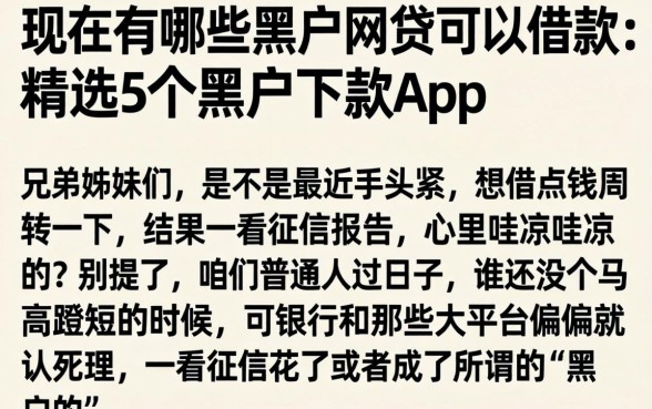 现在有哪些黑户网贷可以借款,精选5个黑户下款app