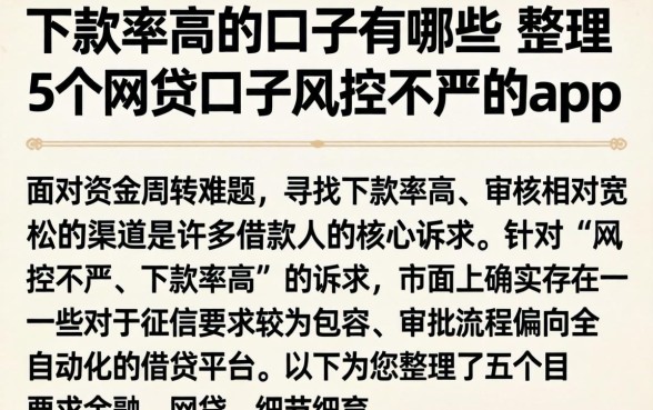 下款率高的口子有哪些，整理5个网贷口子风控不严的app