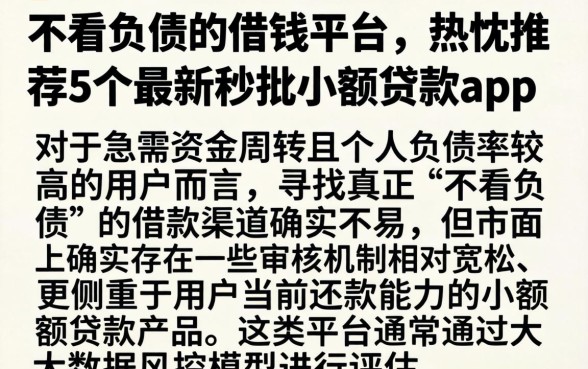 不看负债的借钱平台，热忱推荐5个最新秒批小额贷款app