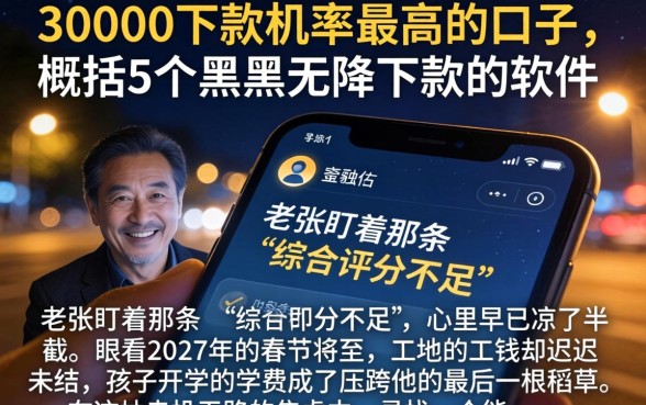 30000下款几率最高的口子，概括5个黑户无条件下款的软件