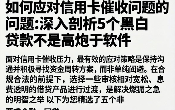 如何应对信用卡催收问题的问题,深入剖析5个黑白贷款不是高炮的软件