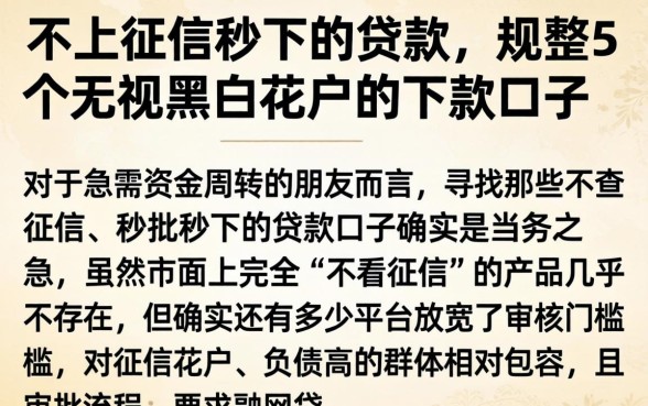 不上征信秒下的贷款，规整5个无视黑白花户的下款口子