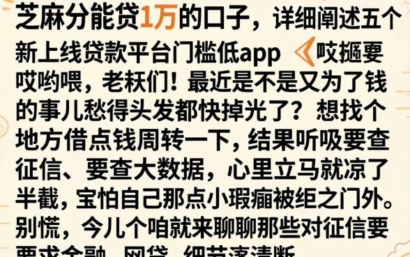 芝麻分能贷1万的口子，详细阐述五个新上线贷款平台门槛低app