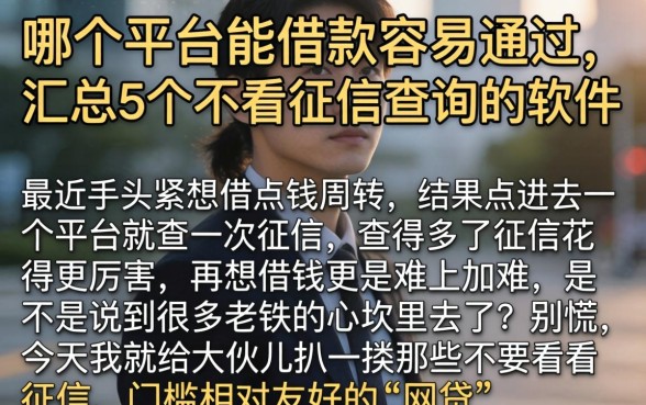 哪个平台能借款容易通过，汇总5个不看征信查询的软件
