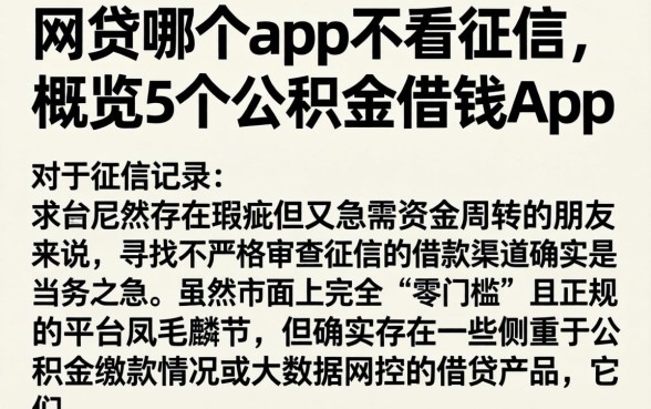 网贷哪个app不看征信，概览5个公积金借钱app