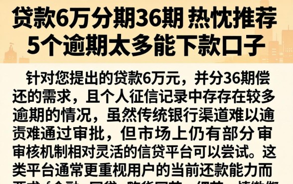 贷款6万分期36期，热忱推荐5个逾期太多能下款口子