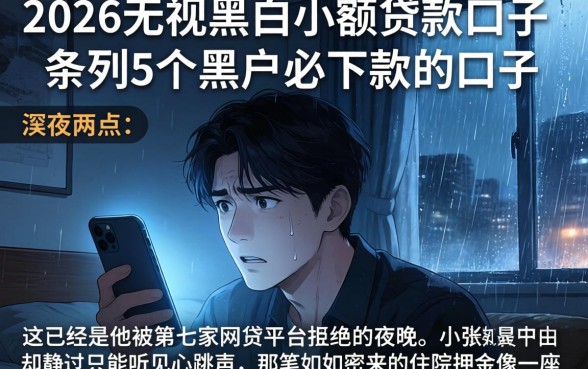 2026无视黑白小额贷款口子，条列5个黑户必下款的口子