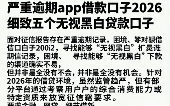 严重逾期app借款口子2026,细致阐述五个无视黑白贷款口子