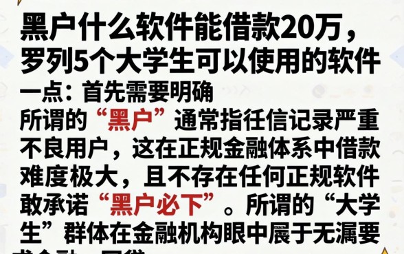 黑户什么软件能借款20万，罗列5个大学生可以使用的软件