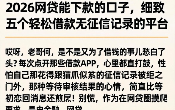 2026网贷能下款的口子,细致阐述五个轻松借款无征信记录的平台