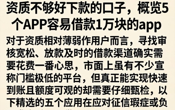 资质不够好下款的口子，概览5个APP容易借款1万块的app