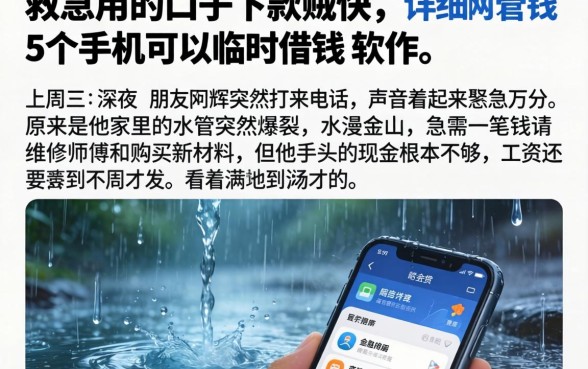 救急用的口子下款贼快，详细阐述5个手机可以临时借钱的软件
