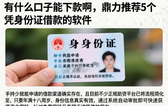 有什么口子能下款啊，鼎力推荐5个凭身份证借款的软件