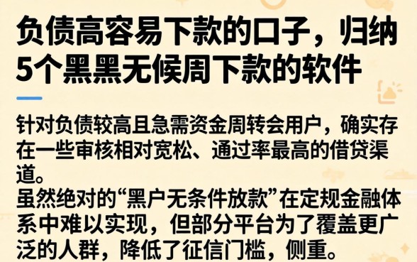 负债高容易下款的口子，归纳5个黑户无条件下款的软件