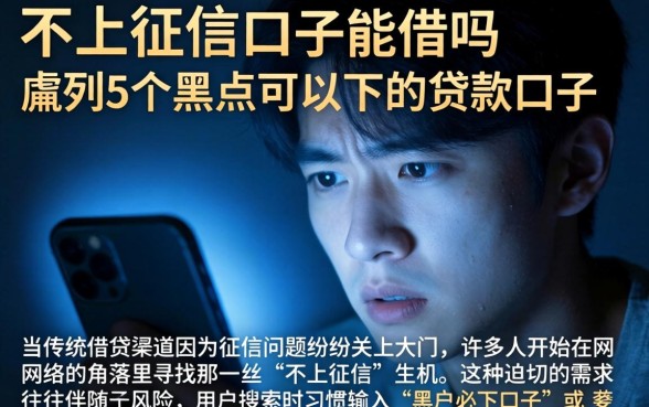 不上征信的口子能借吗，胪列5个黑户可以下的贷款口子
