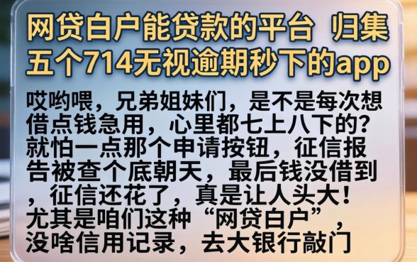 网贷白户能贷款的平台,归集五个714无视逾期秒下的app