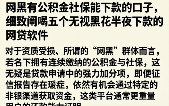 网黑有公积金社保能下款的口子，细致阐述五个无视黑花半夜下款的网贷软件