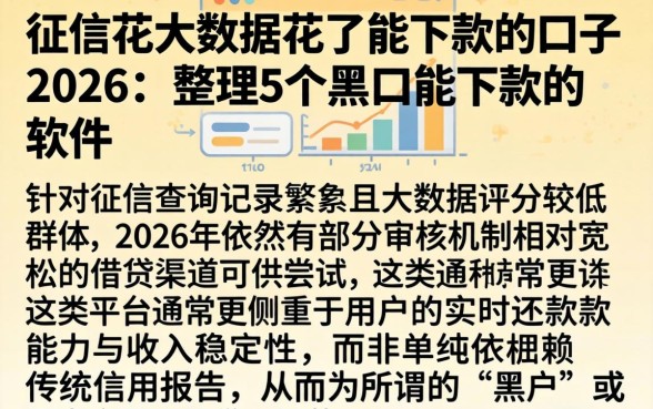 征信花大数据花了能下款的口子2026,整理5个黑户能下款的软件