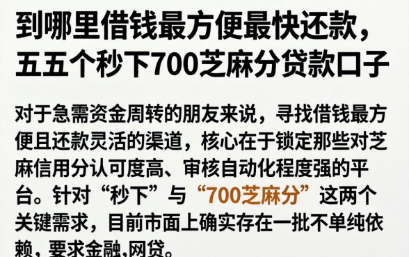 到哪里借钱最方便最快还款，归纳五个秒下700芝麻分贷款口子