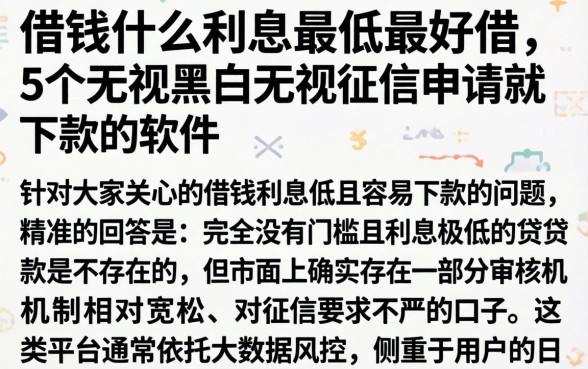 借钱什么利息最低最好借,详尽说明5个无视黑白无视征信申请就下款的软件
