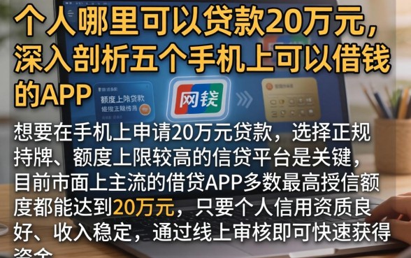 个人哪里可以贷款20万元，深入剖析五个手机上可以借钱的app