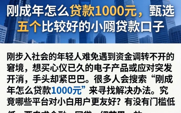 刚成年怎么贷款1000元,甄选五个比较好的小额贷款口子