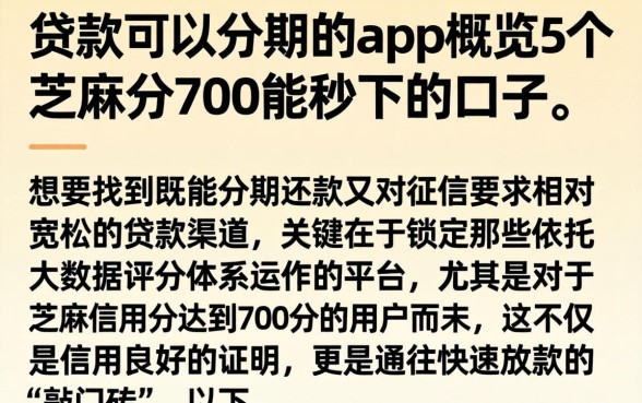 贷款可以分期的app，概览5个芝麻分700能秒下的口子