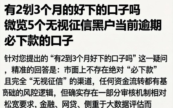 有2到3个月的好下的口子吗，概览5个无视征信黑户当前逾期必下款的口子
