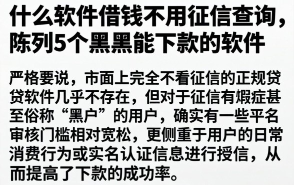 什么软件借钱不用征信查询，陈列5个黑户能下款的软件