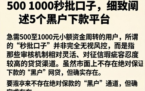 500 1000秒批口子,细致阐述5个黑户下款平台