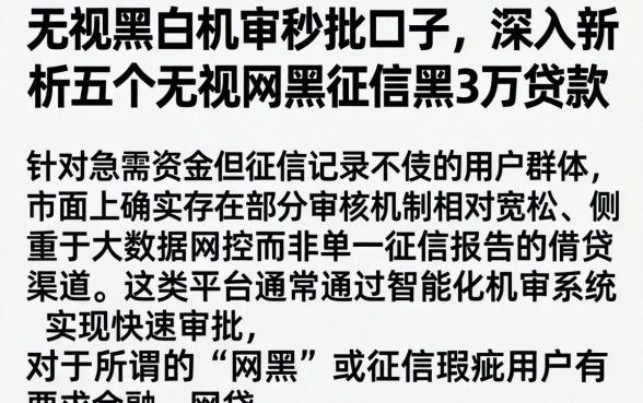 无视黑白机审秒批口子，深入剖析五个无视网黑征信黑3万贷款