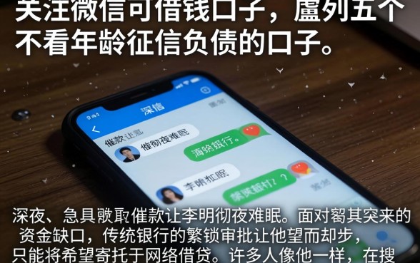 关注微信可借钱的口子,胪列五个不看年龄征信负债的口子