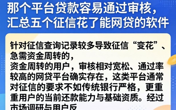 那个平台贷款容易通过审核，汇总五个征信花了能网贷的软件
