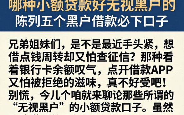 哪种小额贷款好无视黑户的，陈列五个黑户借款必下口子