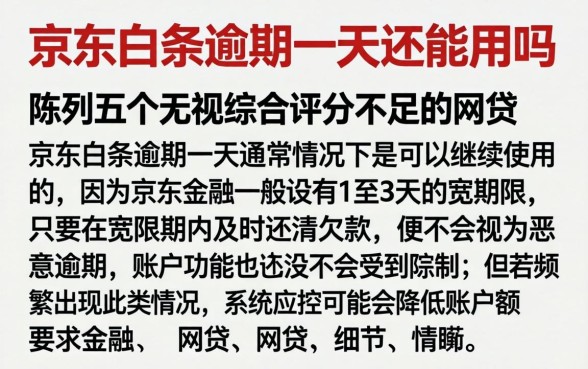 京东白条逾期一天还能用吗，陈列五个无视综合评分不足的网贷