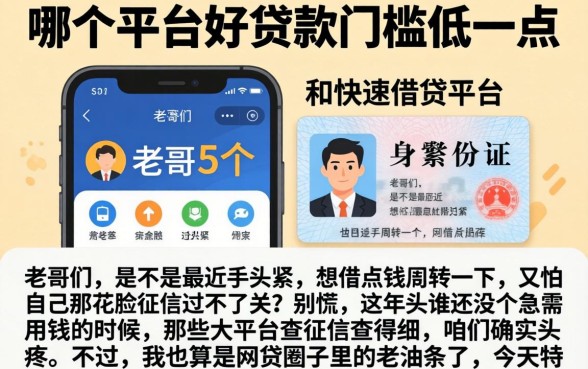 哪个平台好贷款门槛低一点，概括5个手机和身份证快速借钱平台