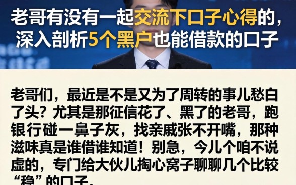 老哥有没有一起交流下口子心得的，深入剖析5个黑户也能借款的口子