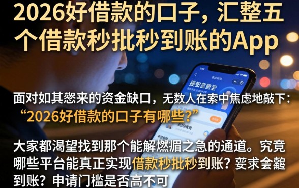 2026好借款的口子，汇整五个借款秒批秒到账的app