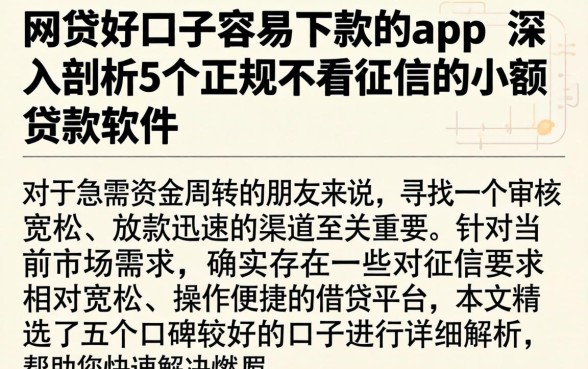 网贷好口子容易下款的app,深入剖析5个正规不看征信的小额贷款软件