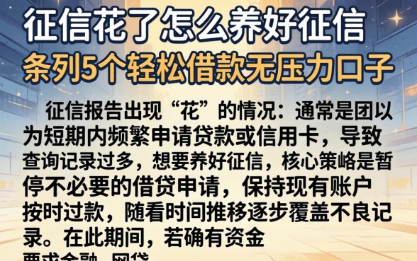 征信花了怎么养好征信，条列5个轻松借款无压力口子