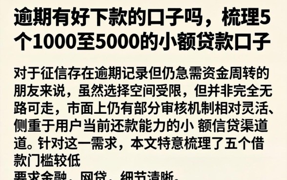 逾期有好下款的口子吗,梳理5个1000至5000的小额贷款口子