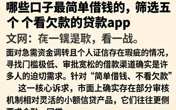 哪些口子最简单借钱的,筛选五个不看欠款的贷款app