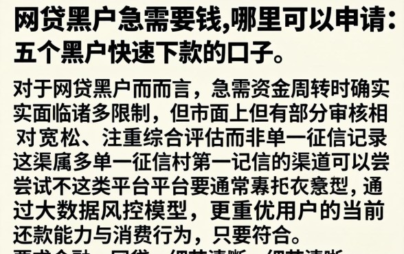 网贷黑户急需要钱,哪里可以申请,详细阐述五个黑户快速下款的口子