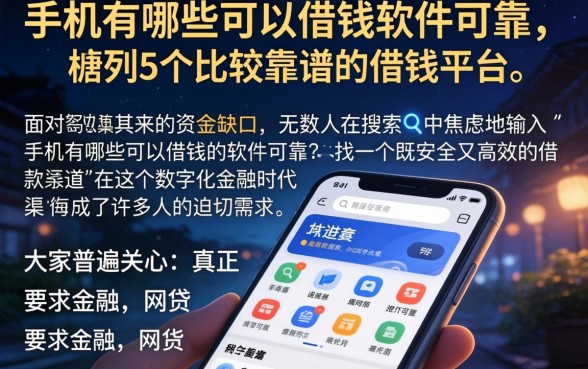 手机有哪些可以借钱的软件可靠，胪列5个比较靠谱的借钱平台