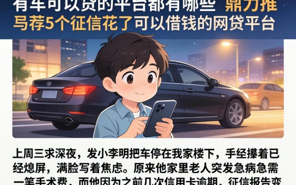 有车可以贷的平台都有哪些，鼎力推荐5个征信花了可以借钱的网贷平台