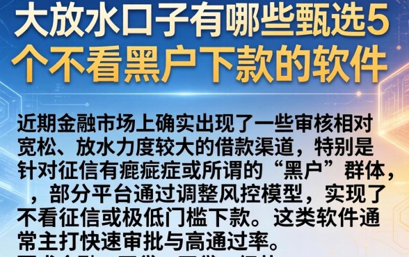大放水的口子有哪些,甄选5个不看黑户下款的软件