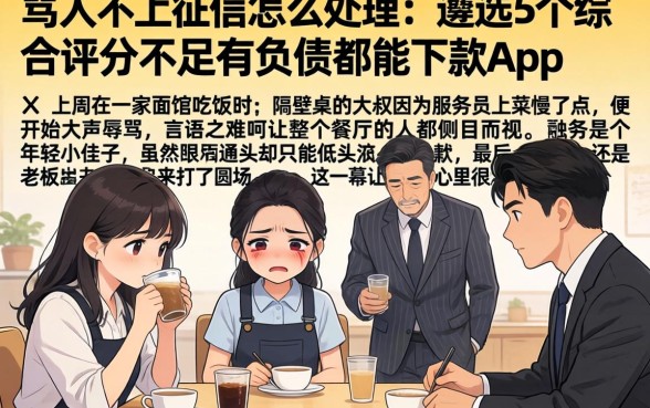 骂人不上征信怎么处理,遴选5个综合评分不足有负债都能下款app