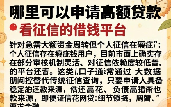 哪里可以申请高额贷款，概括五个不看征信的借钱平台