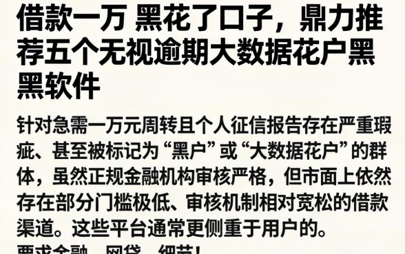 借款一万的黑花了口子，鼎力推荐五个无视逾期大数据花户黑户软件