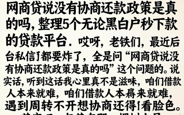 网商贷说没有协商还款政策是真的吗,整理5个无论黑白户秒下款的贷款平台